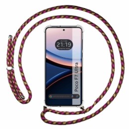 Funda Colgante Transparente para Xiaomi Poco F7 Ultra 5G con Cordon Rosa / Dorado