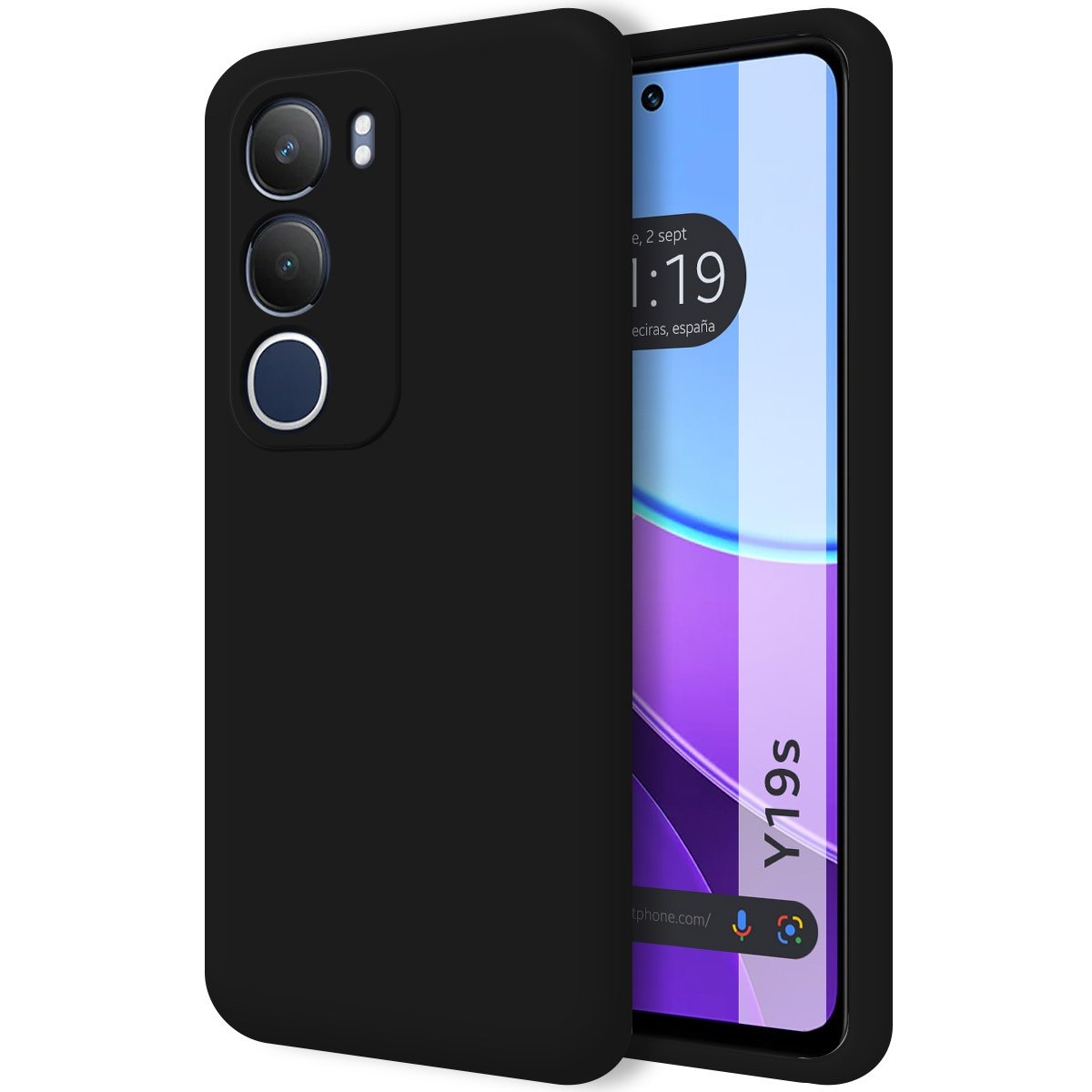Funda Silicona Líquida Ultra Suave para Vivo Y19s color Negra