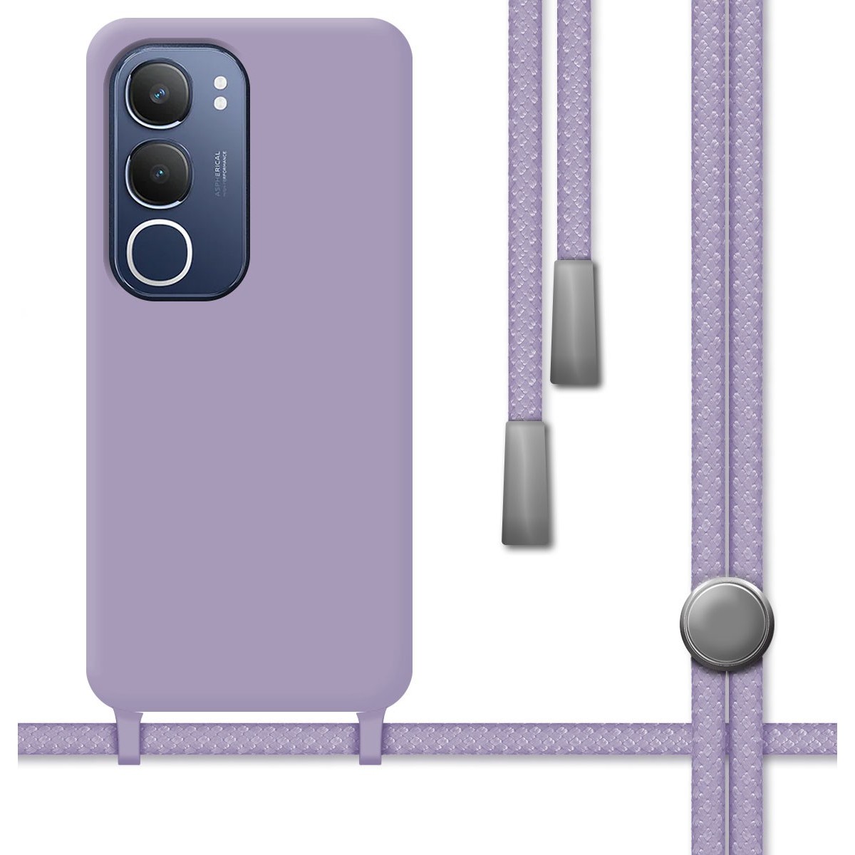 Funda Silicona Líquida con Cordón para Vivo Y19s color Morada