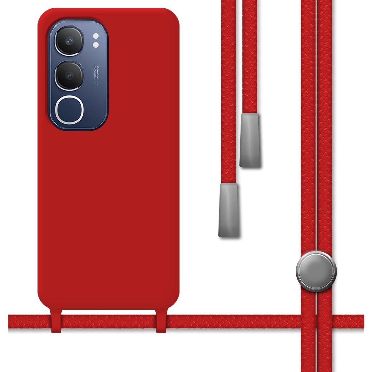 Funda Silicona Líquida con Cordón para Vivo Y19s color Roja