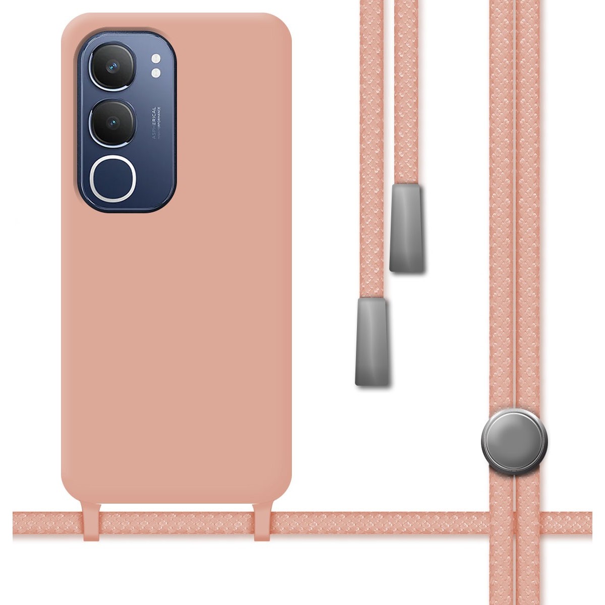 Funda Silicona Líquida con Cordón para Vivo Y19s color Rosa