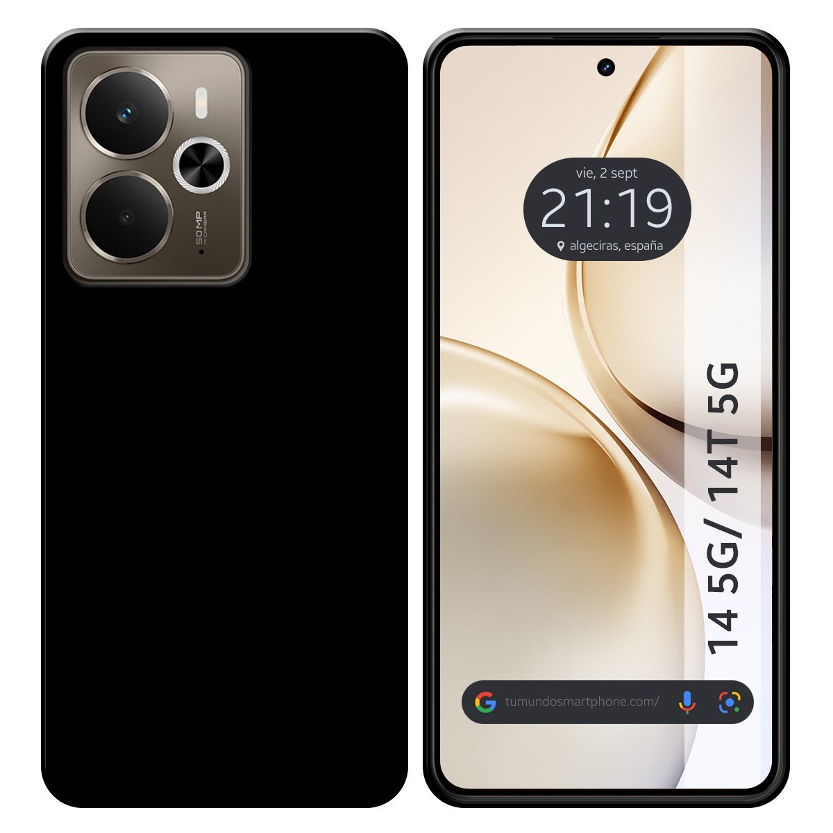 Funda Silicona Gel TPU Negra para Realme 14 5G / 14T 5G