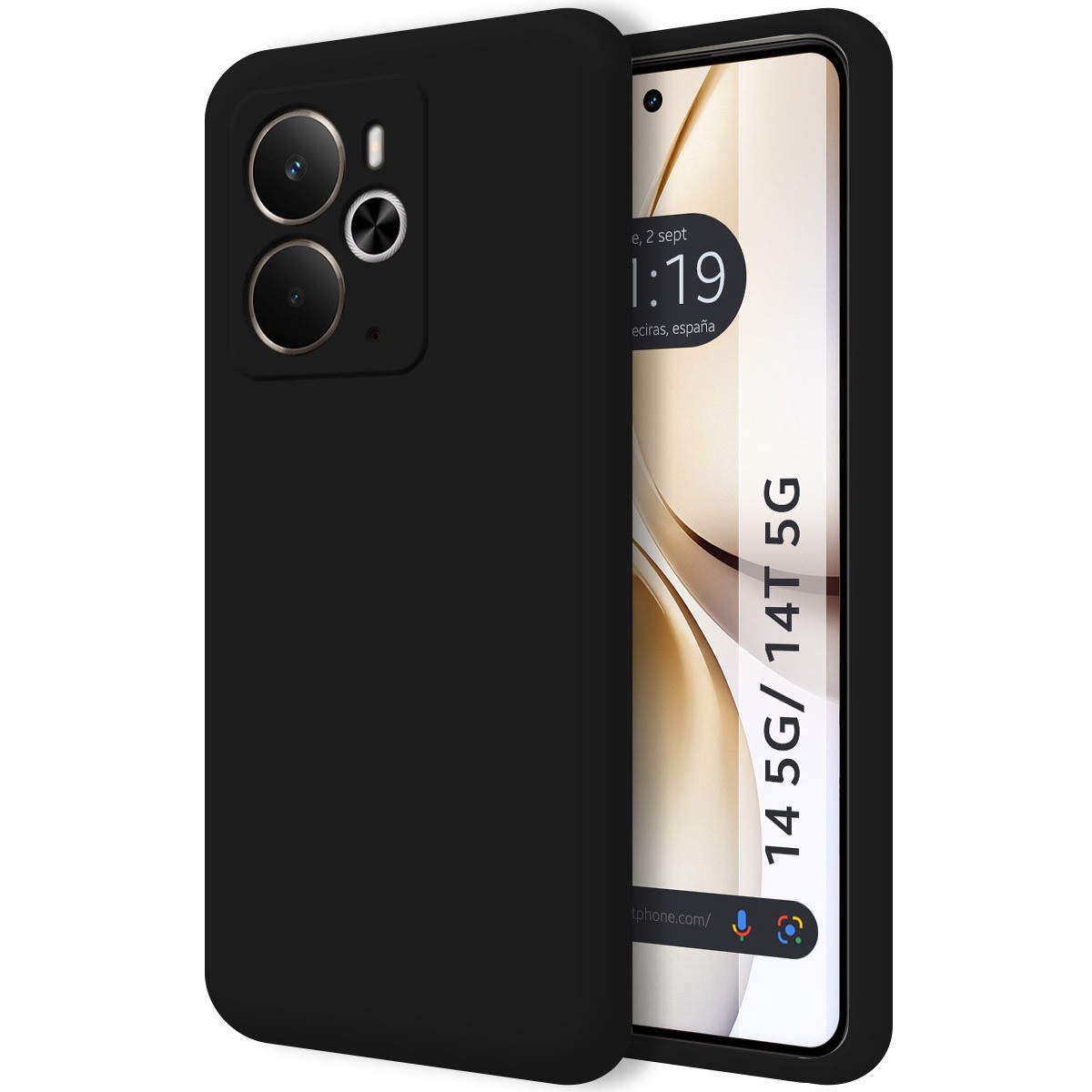 Funda Silicona Líquida Ultra Suave para Realme 14 5G / 14T 5G color Negra
