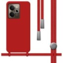 Funda Silicona Líquida con Cordón para Realme 14 5G / 14T 5G color Roja