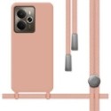 Funda Silicona Líquida con Cordón para Realme 14 5G / 14T 5G color Rosa