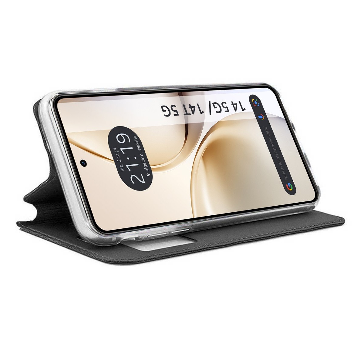 Funda Libro Soporte con Ventana para Realme 14 5G / 14T 5G color Negra