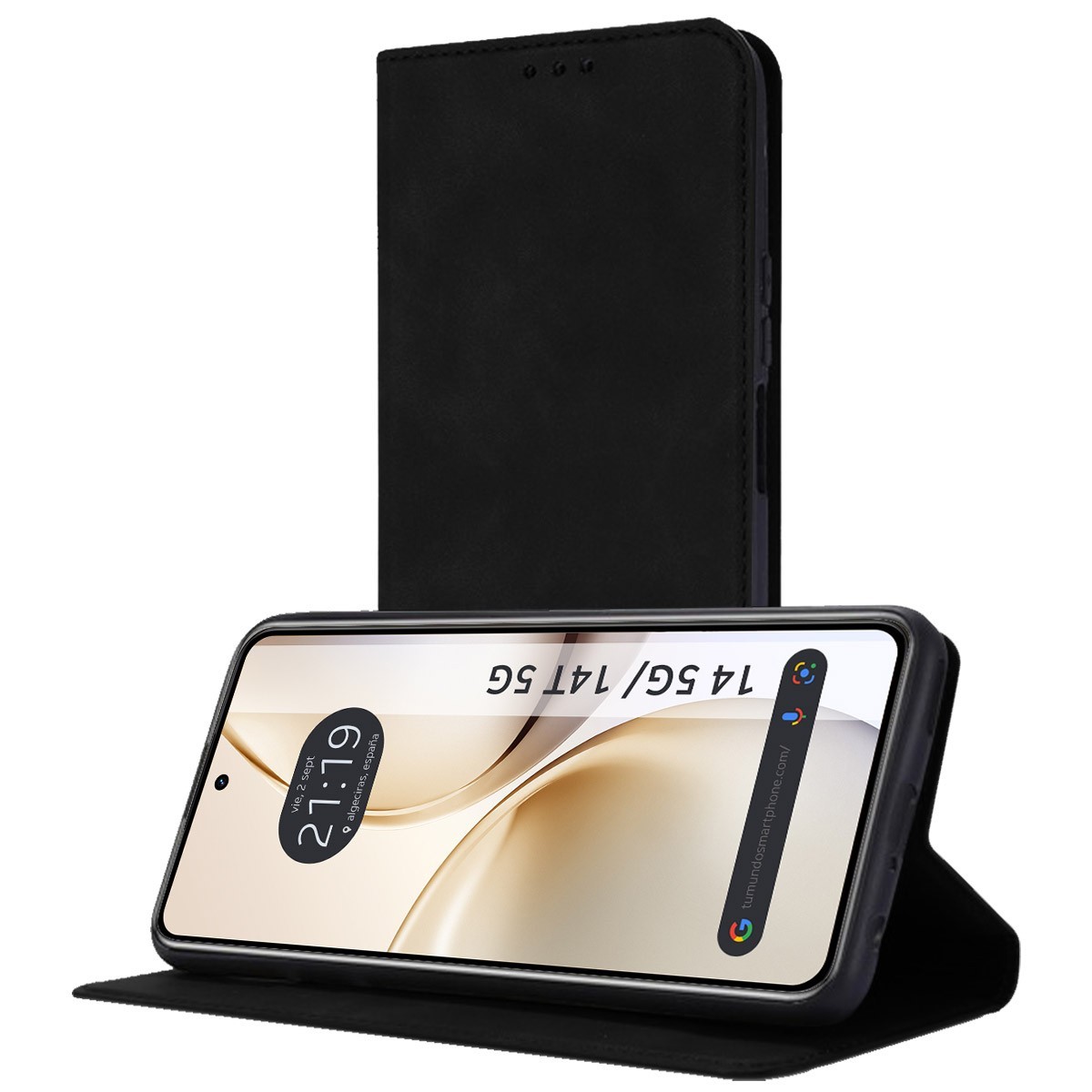 Funda Libro de Polipiel con tarjetero para Realme 14 5G / 14T 5G color Negra