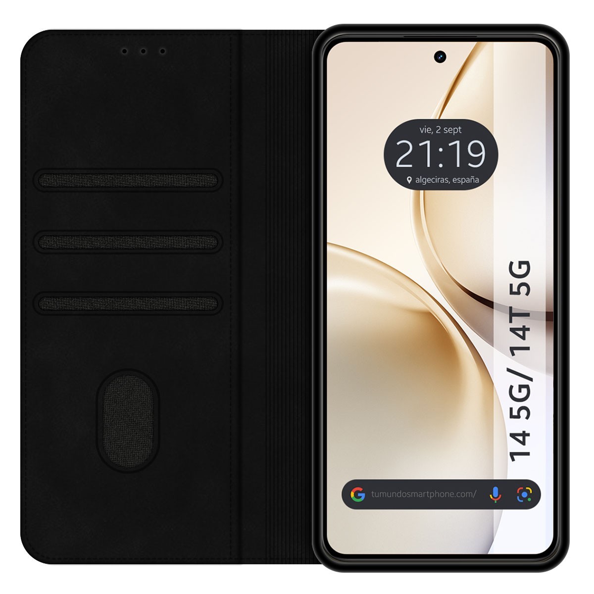 Funda Libro de Polipiel con tarjetero para Realme 14 5G / 14T 5G color Negra