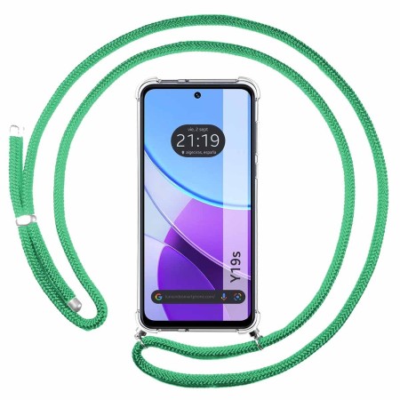 Funda Colgante Transparente para Vivo Y19s con Cordon Verde Agua