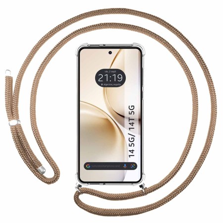 Funda Colgante Transparente para Realme 14 5G / 14T 5G con Cordon Camel