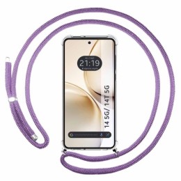 Funda Colgante Transparente para Realme 14 5G / 14T 5G con Cordon Morado