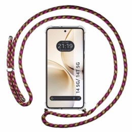 Funda Colgante Transparente para Realme 14 5G / 14T 5G con Cordon Rosa / Dorado