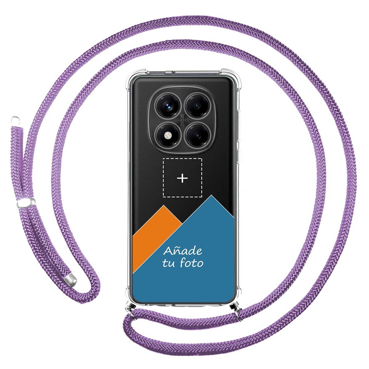 Personaliza tu Funda Colgante Transparente para Xiaomi Redmi Note 14 Pro 4G con Cordon Morado Dibujo Personalizada