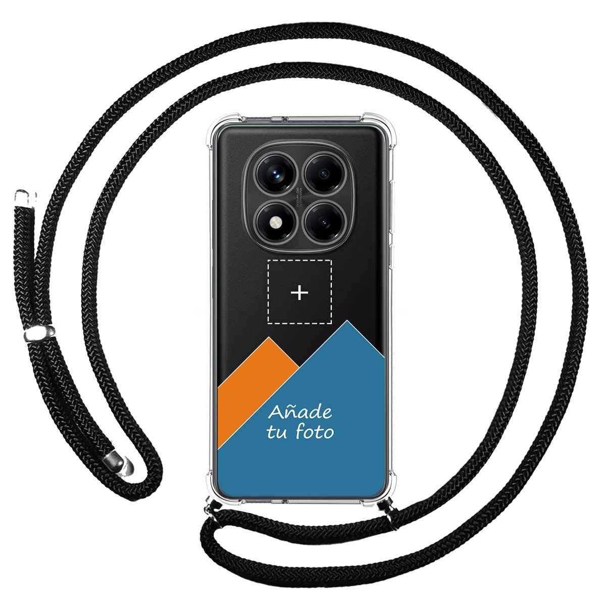 Personaliza tu Funda Colgante Transparente para Xiaomi Redmi Note 14 Pro 4G con Cordon Negro Dibujo Personalizada