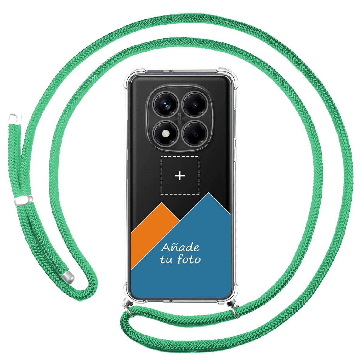 Personaliza tu Funda Colgante Transparente para Xiaomi Redmi Note 14 Pro 4G con Cordon Verde Agua Dibujo Personalizada