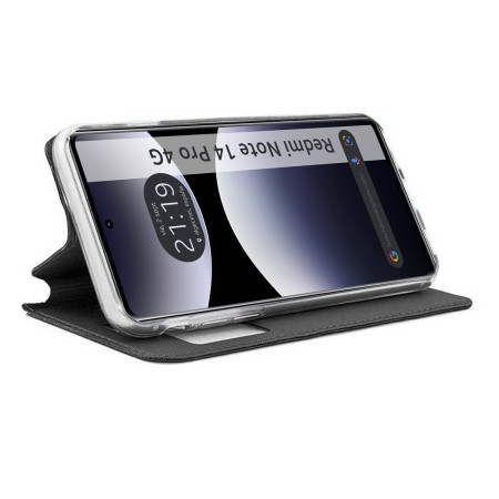 Funda Libro Soporte con Ventana para Xiaomi Redmi Note 14 Pro 4G color Negra