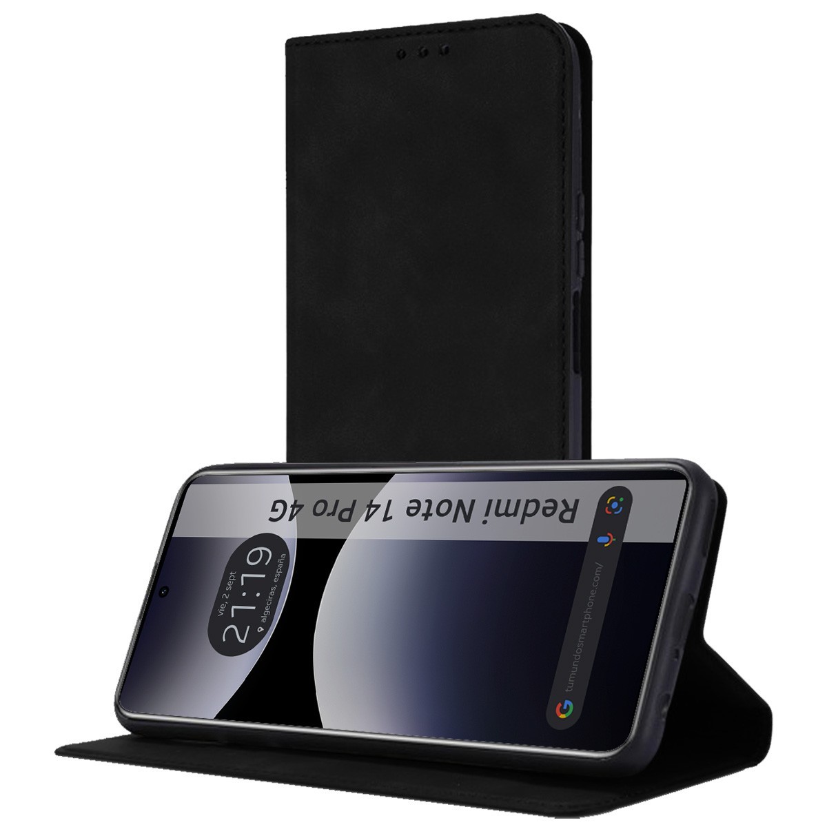 Funda Libro de Polipiel con tarjetero para Xiaomi Redmi Note 14 Pro 4G color Negra