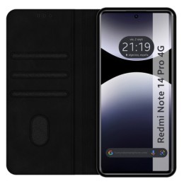 Funda Libro de Polipiel con tarjetero para Xiaomi Redmi Note 14 Pro 4G color Negra 2