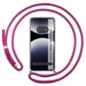 Funda Colgante Transparente para Xiaomi Redmi Note 14 Pro 4G con Cordon Rosa Fucsia
