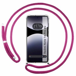 Funda Colgante Transparente para Xiaomi Redmi Note 14 Pro 4G con Cordon Rosa Fucsia