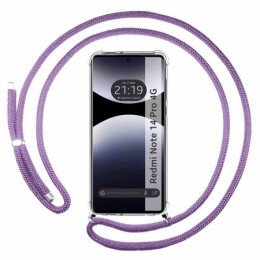 Funda Colgante Transparente para Xiaomi Redmi Note 14 Pro 4G con Cordon Morado