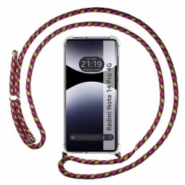 Funda Colgante Transparente para Xiaomi Redmi Note 14 Pro 4G con Cordon Rosa / Dorado