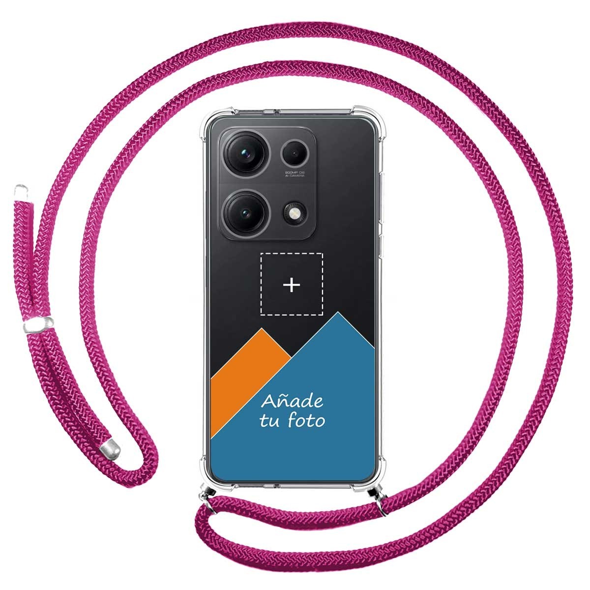 Personaliza tu Funda Colgante Transparente para Xiaomi Redmi Note 14S con Cordon Rosa Fucsia Dibujo Personalizada