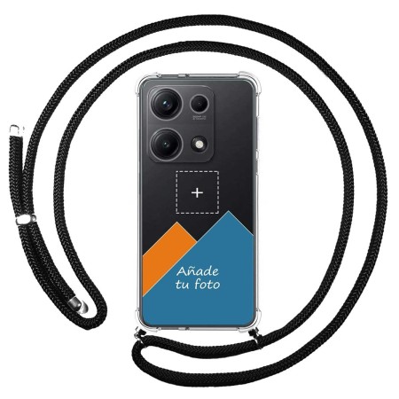 Personaliza tu Funda Colgante Transparente para Xiaomi Redmi Note 14S con Cordon Negro Dibujo Personalizada