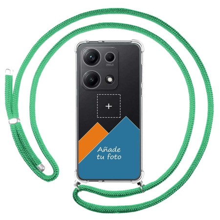 Personaliza tu Funda Colgante Transparente para Xiaomi Redmi Note 14S con Cordon Verde Agua Dibujo Personalizada