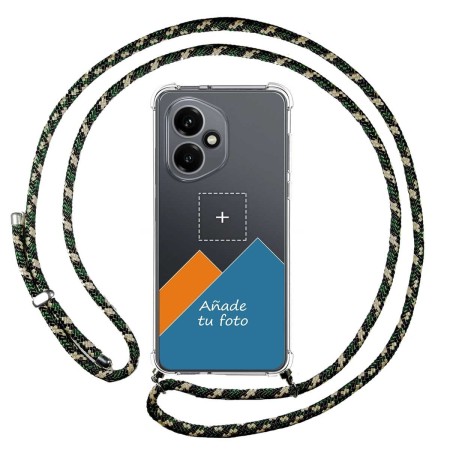 Personaliza tu Funda Colgante Transparente para Huawei Honor 400 5G con Cordon Verde / Dorado Dibujo Personalizada