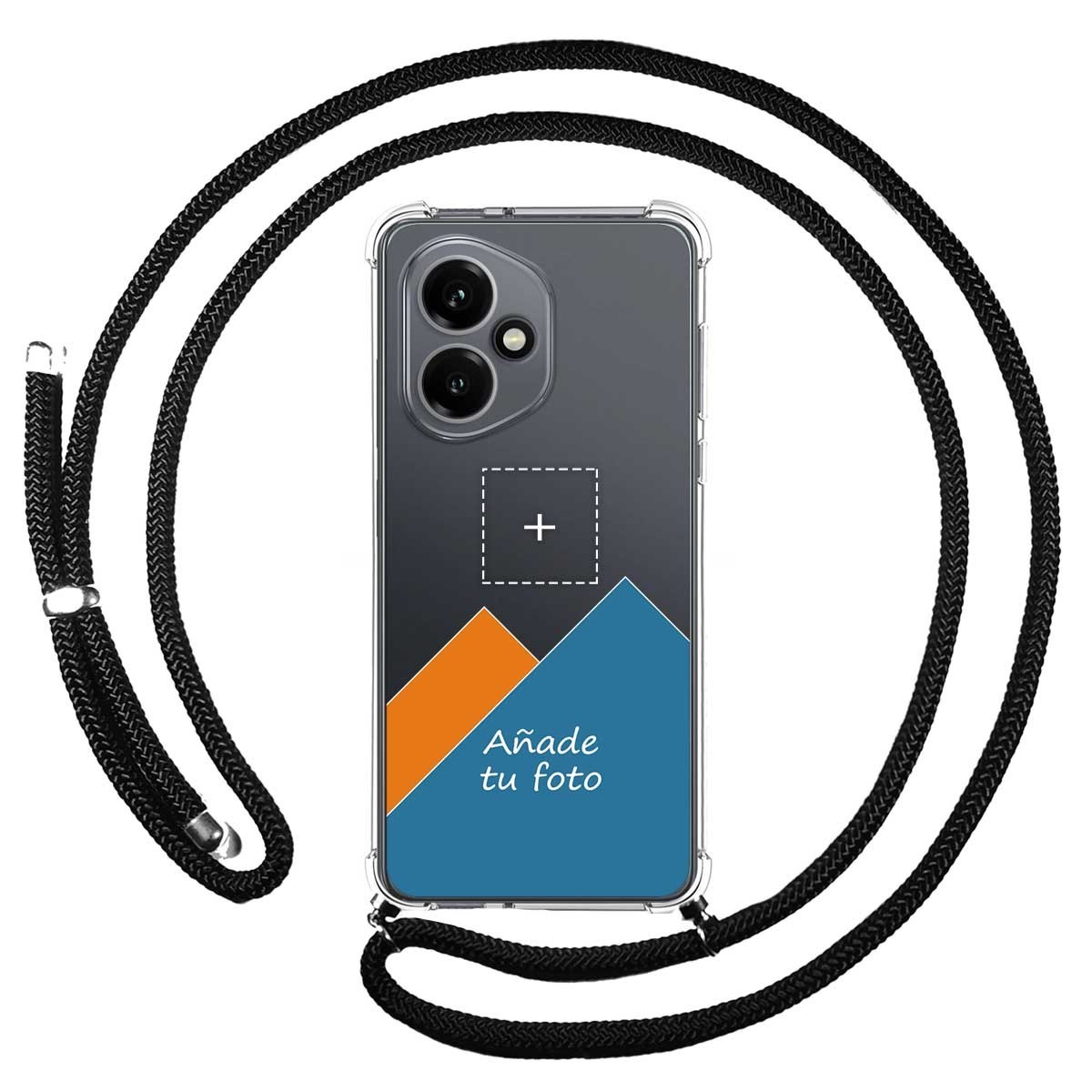 Personaliza tu Funda Colgante Transparente para Huawei Honor 400 5G con Cordon Negro Dibujo Personalizada