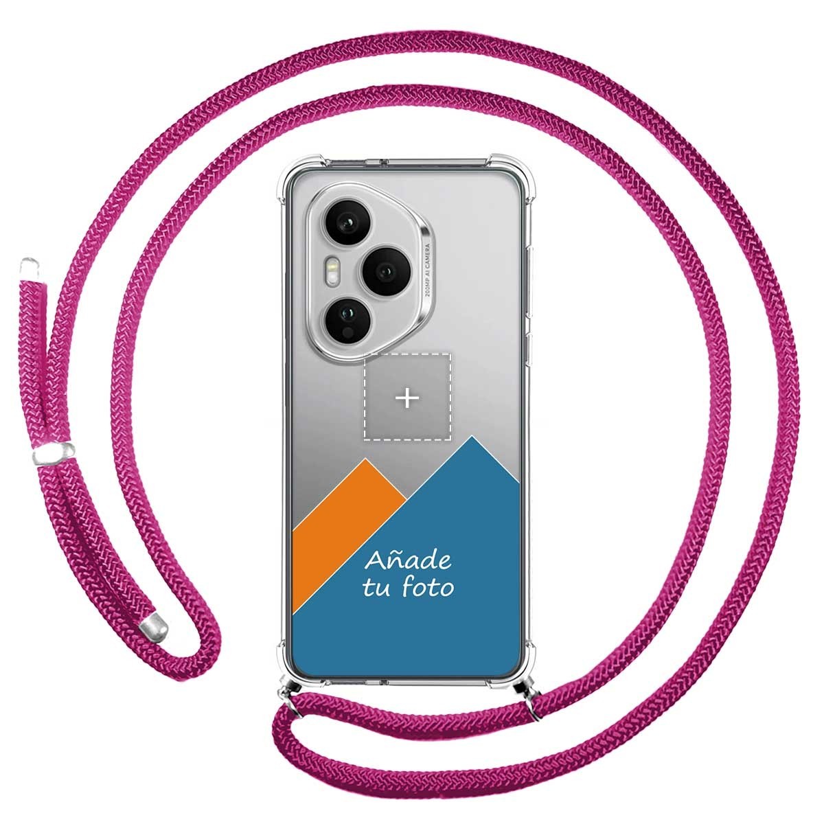 Personaliza tu Funda Colgante Transparente para Huawei Honor 400 Pro 5G con Cordon Rosa Fucsia Dibujo Personalizada