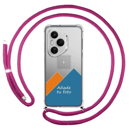 Personaliza tu Funda Colgante Transparente para Huawei Honor 400 Pro 5G con Cordon Rosa Fucsia Dibujo Personalizada