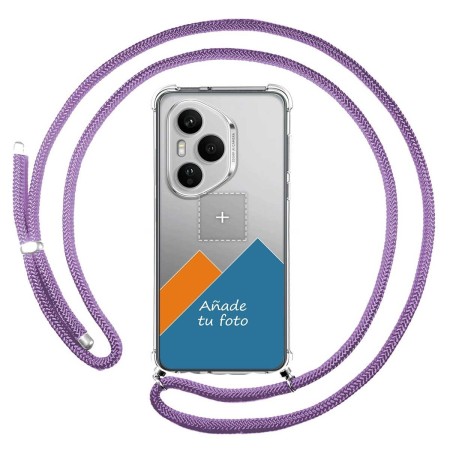 Personaliza tu Funda Colgante Transparente para Huawei Honor 400 Pro 5G con Cordon Morado Dibujo Personalizada