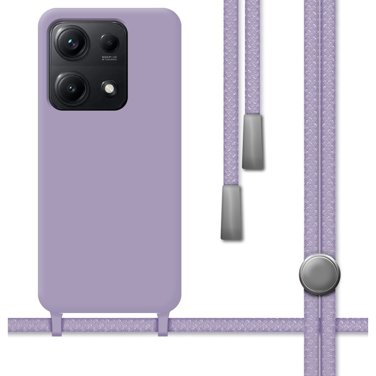 Funda Silicona Líquida con Cordón para Xiaomi Redmi Note 14S color Morada