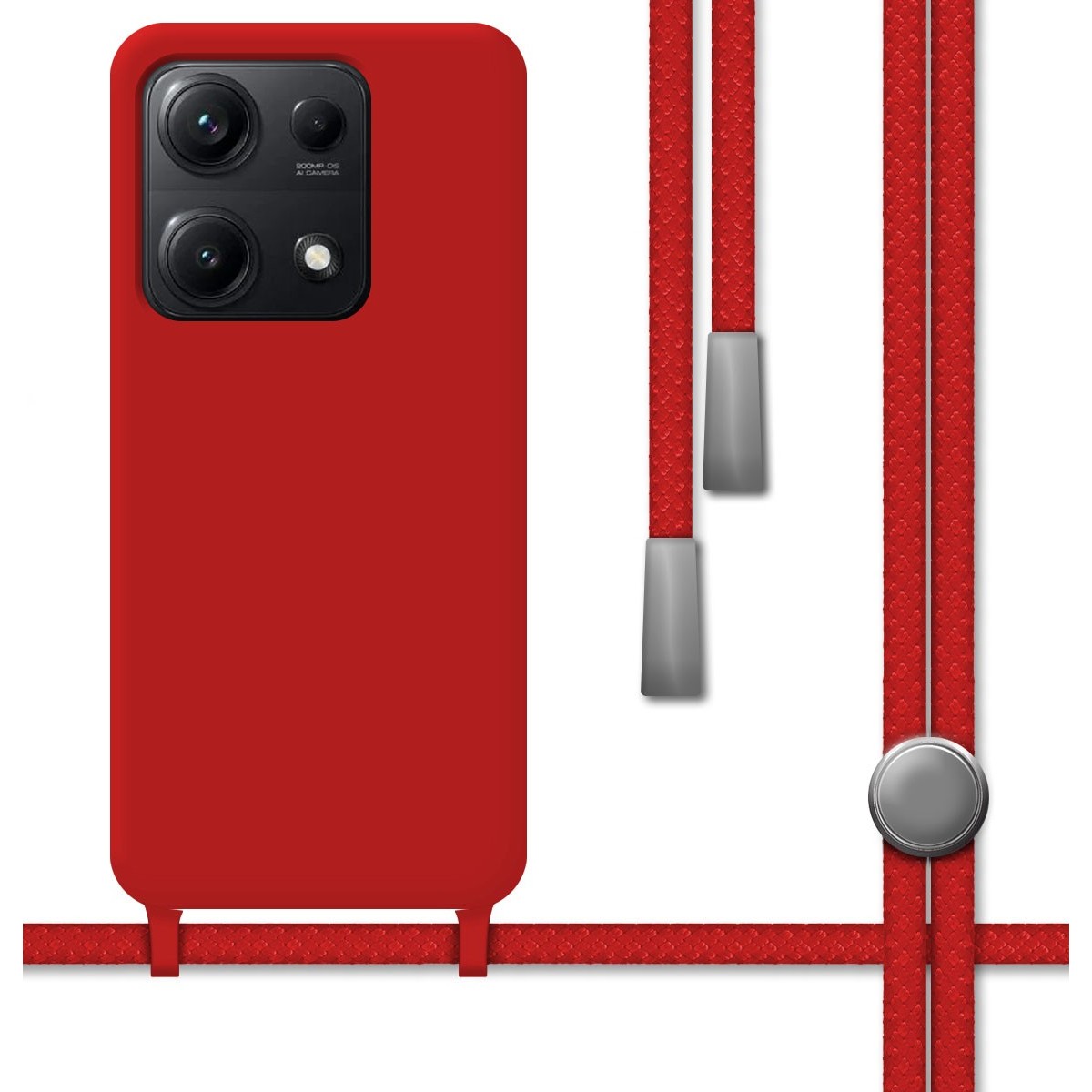 Funda Silicona Líquida con Cordón para Xiaomi Redmi Note 14S color Roja