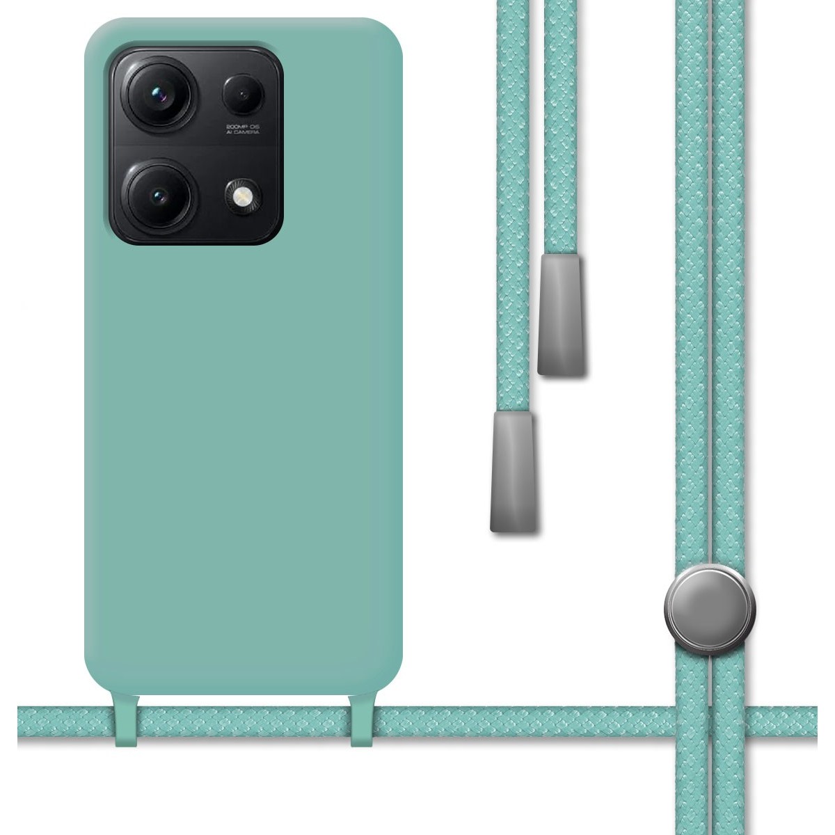 Funda Silicona Líquida con Cordón para Xiaomi Redmi Note 14S color Verde