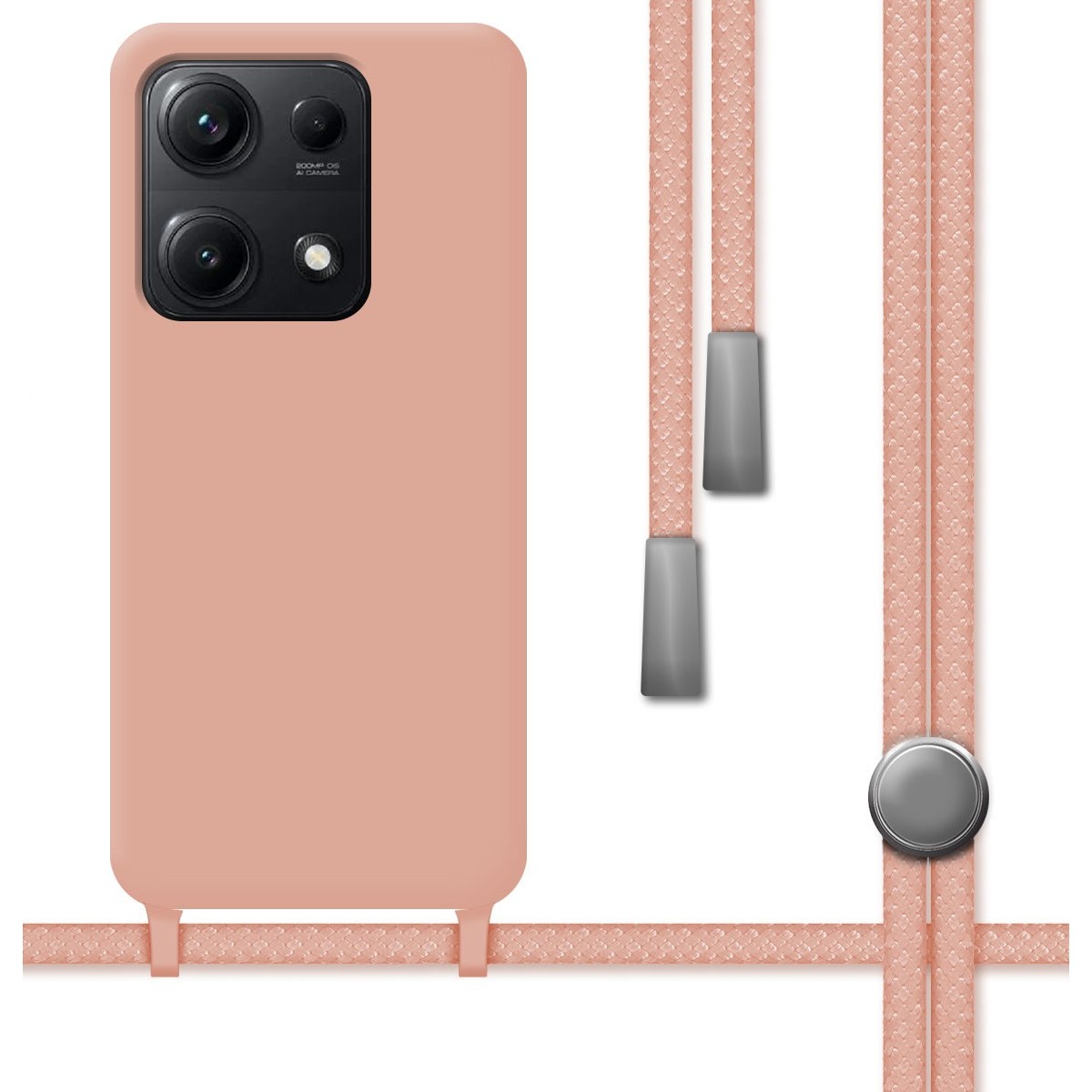 Funda Silicona Líquida con Cordón para Xiaomi Redmi Note 14S color Rosa