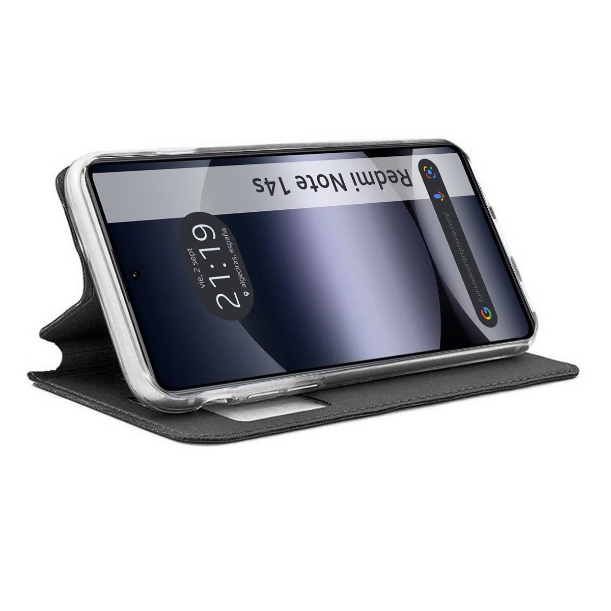 Funda Libro Soporte con Ventana para Xiaomi Redmi Note 14S color Negra