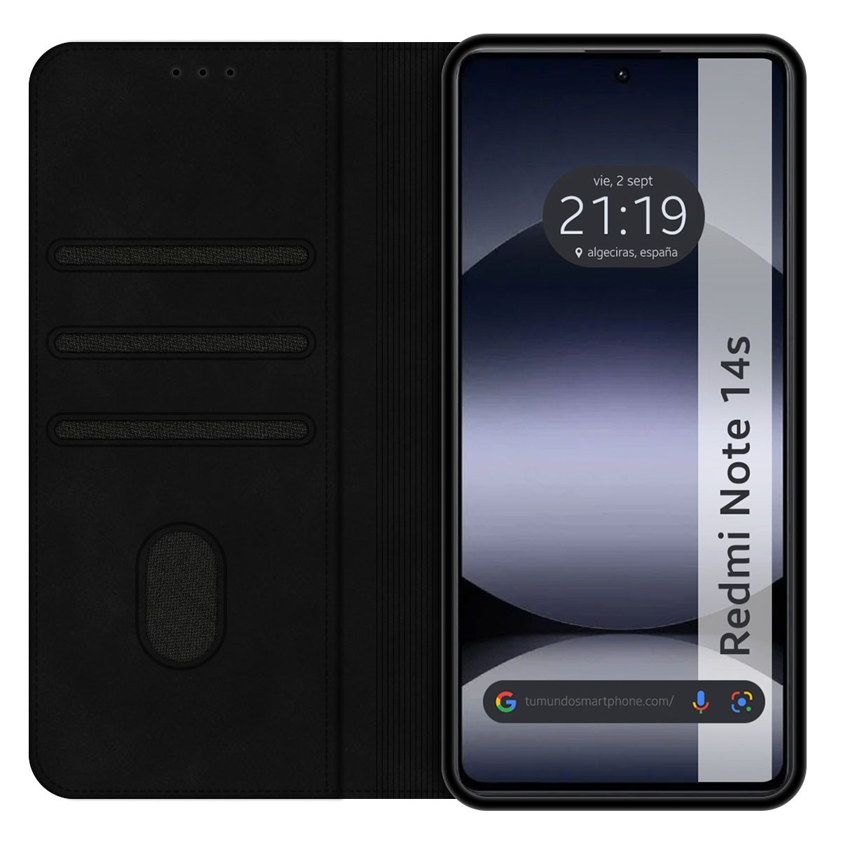 Funda Libro de Polipiel con tarjetero para Xiaomi Redmi Note 14S color Negra