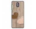 Funda Gel Tpu para Nokia 3.1 (2018) Diseño Corazones Madera Dibujos