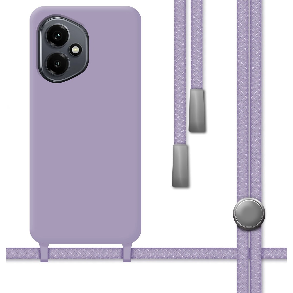 Funda Silicona Líquida con Cordón para Huawei Honor 400 5G color Morada
