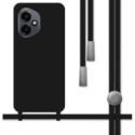 Funda Silicona Líquida con Cordón para Huawei Honor 400 5G color Negra