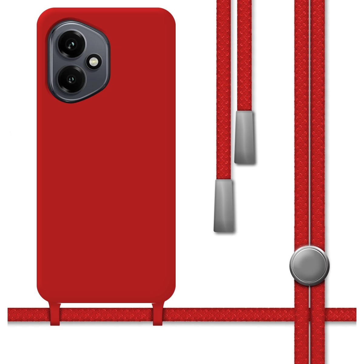 Funda Silicona Líquida con Cordón para Huawei Honor 400 5G color Roja