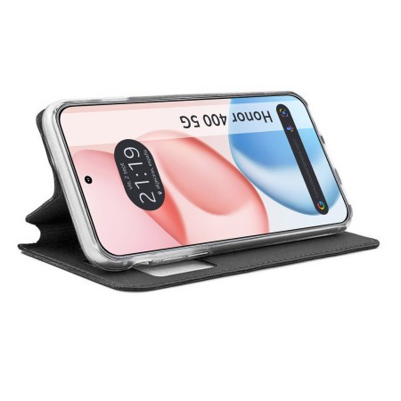 Funda Libro Soporte con Ventana para Huawei Honor 400 5G color Negra