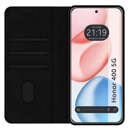 Funda Libro de Polipiel con tarjetero para Huawei Honor 400 5G color Negra