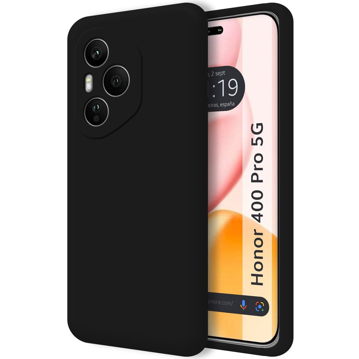 Funda Silicona Líquida Ultra Suave para Huawei Honor 400 Pro 5G color Negra