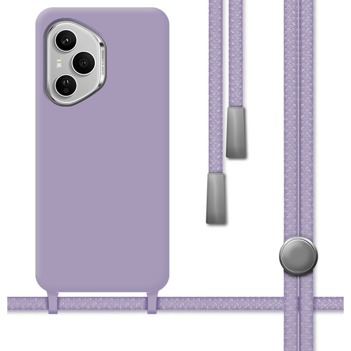 Funda Silicona Líquida con Cordón para Huawei Honor 400 Pro 5G color Morada