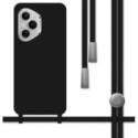Funda Silicona Líquida con Cordón para Huawei Honor 400 Pro 5G color Negra