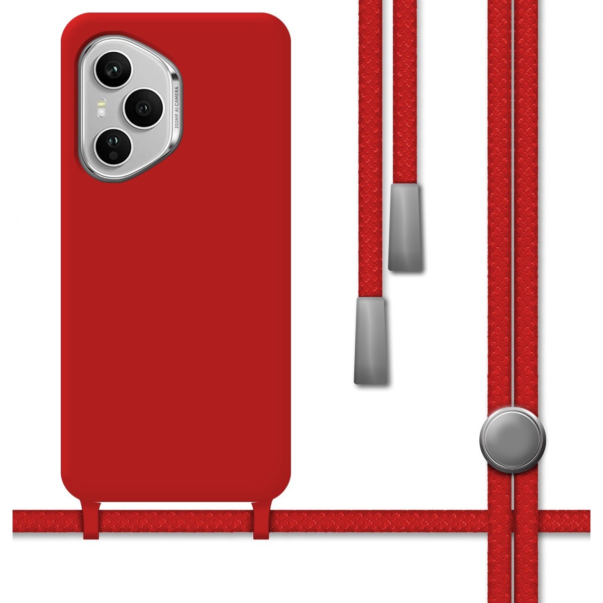 Funda Silicona Líquida con Cordón para Huawei Honor 400 Pro 5G color Roja